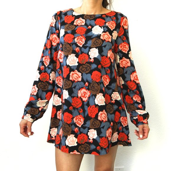 NWT Vici Juliet Floral Long Sleeve Shift Dress - Picture 1 of 8